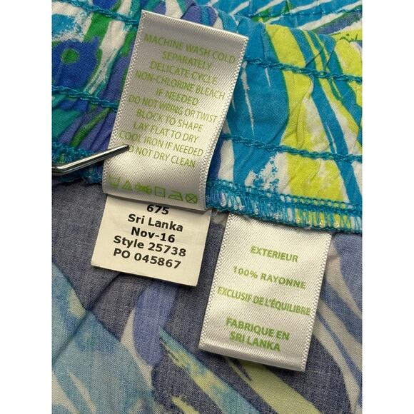 Lilly Pulitzer Bright Drawstring Katia‎ Green Blue Lounge Shorts LARGE Colorful - Picture 9 of 10